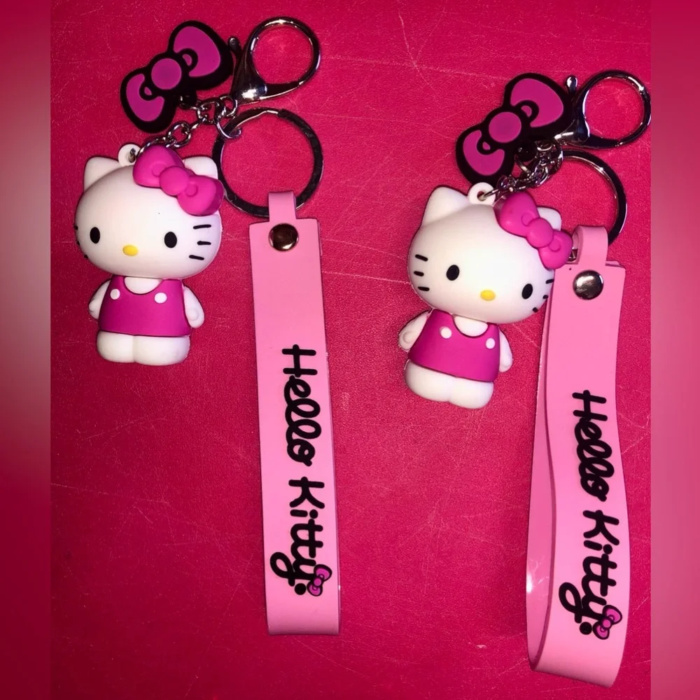 Sanrio Hello Kitty Pink and White Silicone Keychain Charm Backpack Bag Accessory